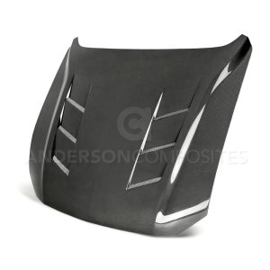 Ford Mustang Hood - Anderson Composites - Type-SA Style Heat Extractor Double Sided Carbon Fiber - `18-`20